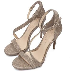Jessica Simpson Gold Metallic Glitter Rayli Heels Size 10